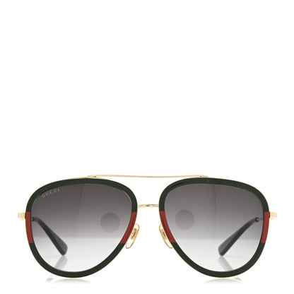 Gucci Web Aviator Sunglasses GG0062S Green Red 2 of 7