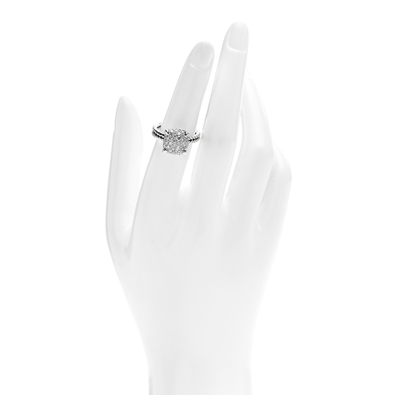 David Yurman Sterling Silver Diamond 11mm Chatelaine Pave Ring 50 5.5 2 of 5