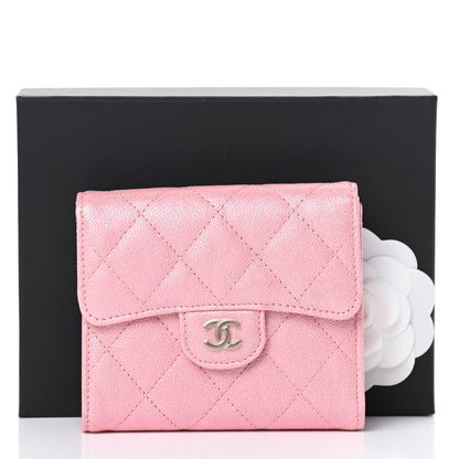Chanel Iridescent Caviar Quilted Compact Flap Wallet Pink 9 of 9