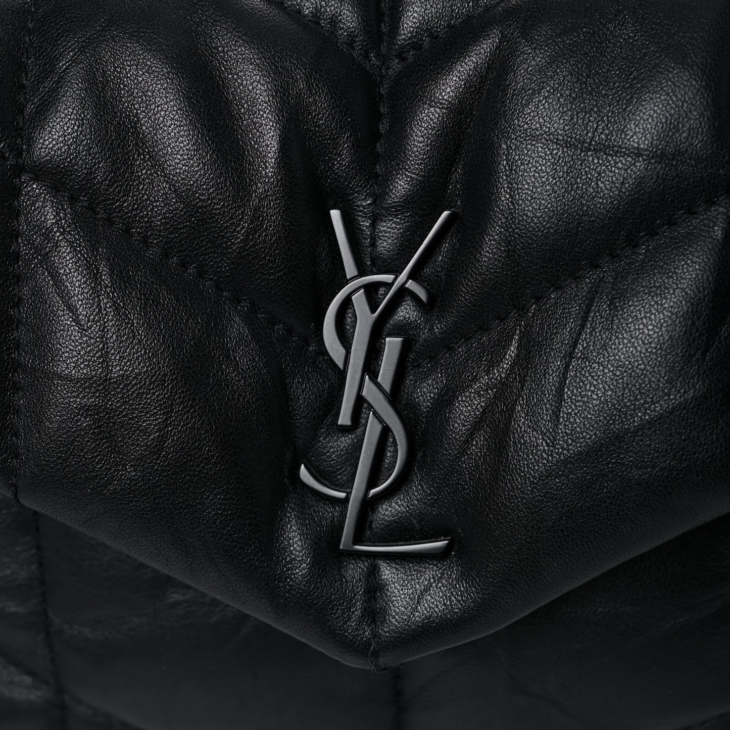 Calfskin Quilted Toy Loulou Puffer Monogram Monochrome Chain Satchel Black