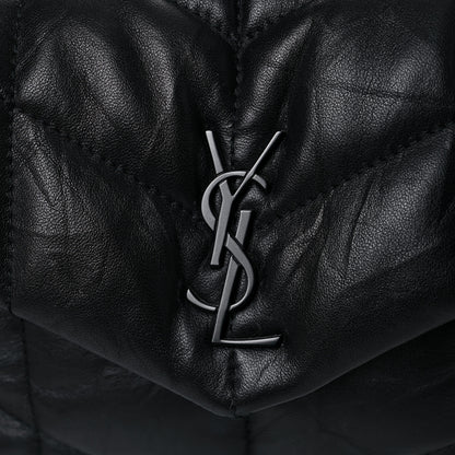 Saint Laurent Calfskin Quilted Toy Loulou Puffer Monogram Monochrome Chain Satchel Black 17 of 19