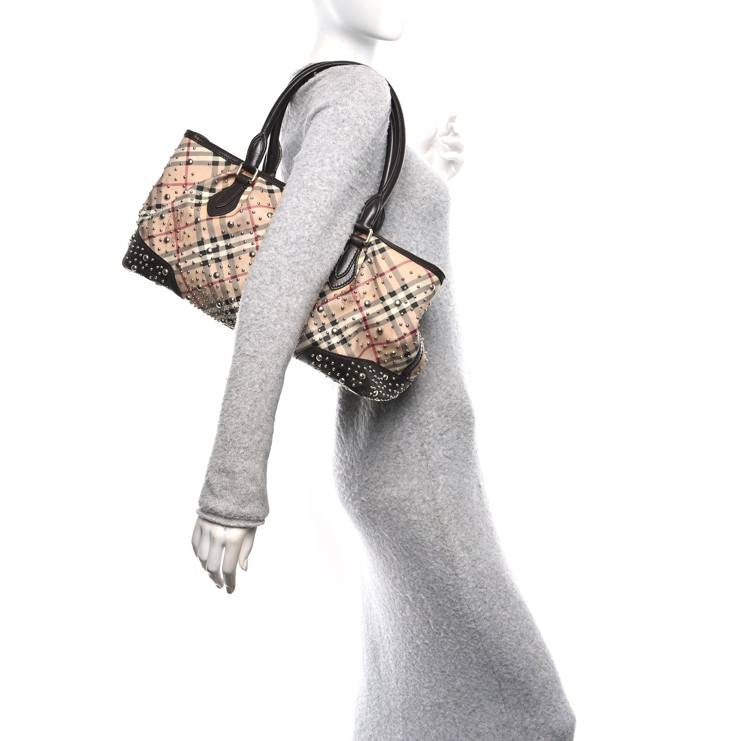 Burberry Haymarket Check Studded Hannington Satchel Bag 2 of 11
