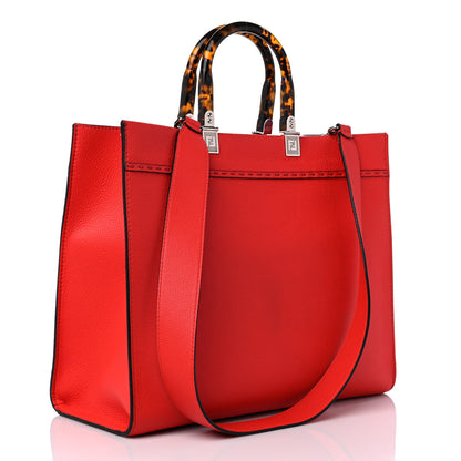 Fendi Vitello Cher Plexiglass Logo Debossed Medium Fendi Sunshine Shopper Tote Papavero 3 of 14