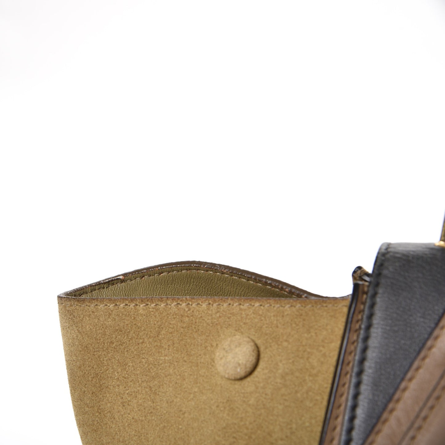 Smooth Calfskin Suede Medium Tri-Color Trapeze Olive