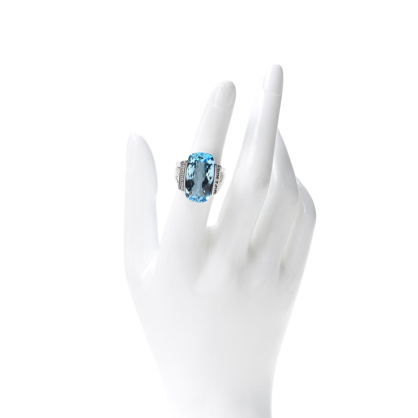 Sterling Silver Diamond Blue Topaz Statement Ring 52 6