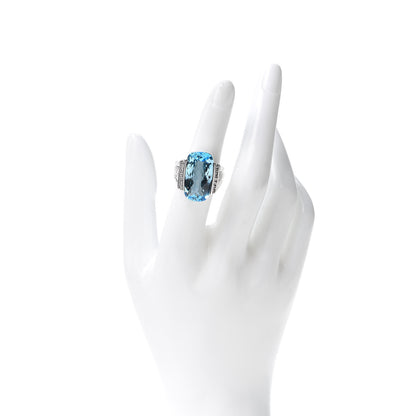 David Yurman Sterling Silver Diamond Blue Topaz Statement Ring 52 6 2 of 4