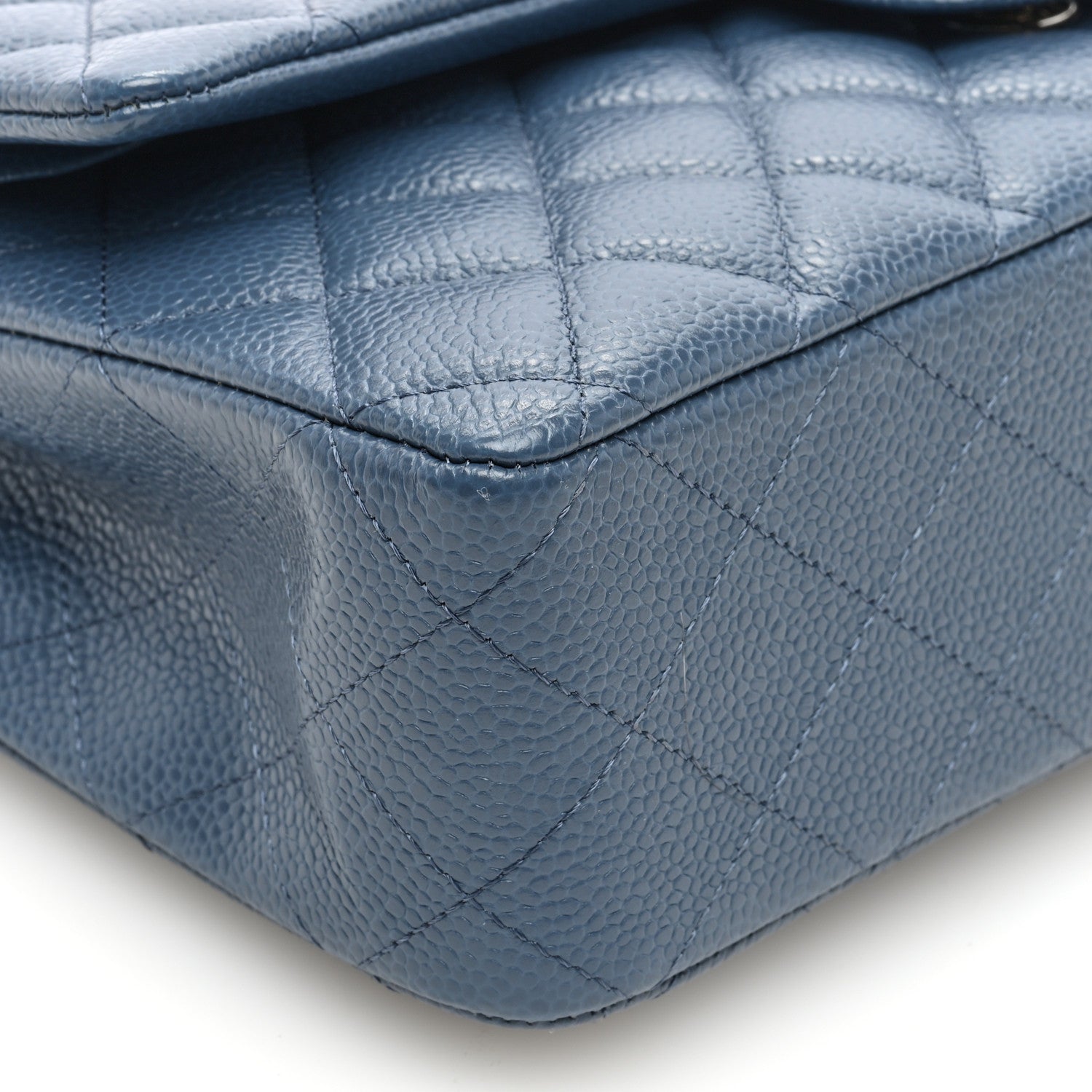 Chanel Caviar Quilted Medium Double Flap Dark Blue 9 of 10