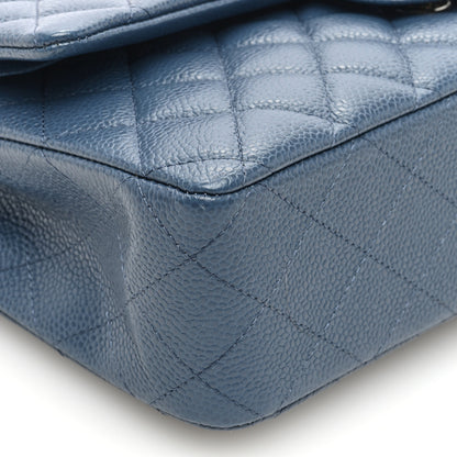 Chanel Caviar Quilted Medium Double Flap Dark Blue 9 of 10