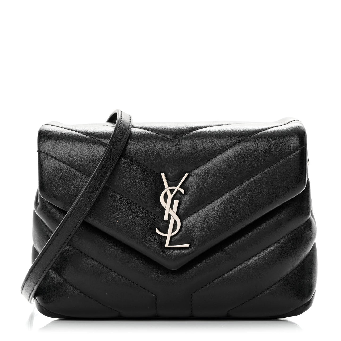 Calfskin Y Quilted Monogram Toy Loulou Crossbody Bag Black