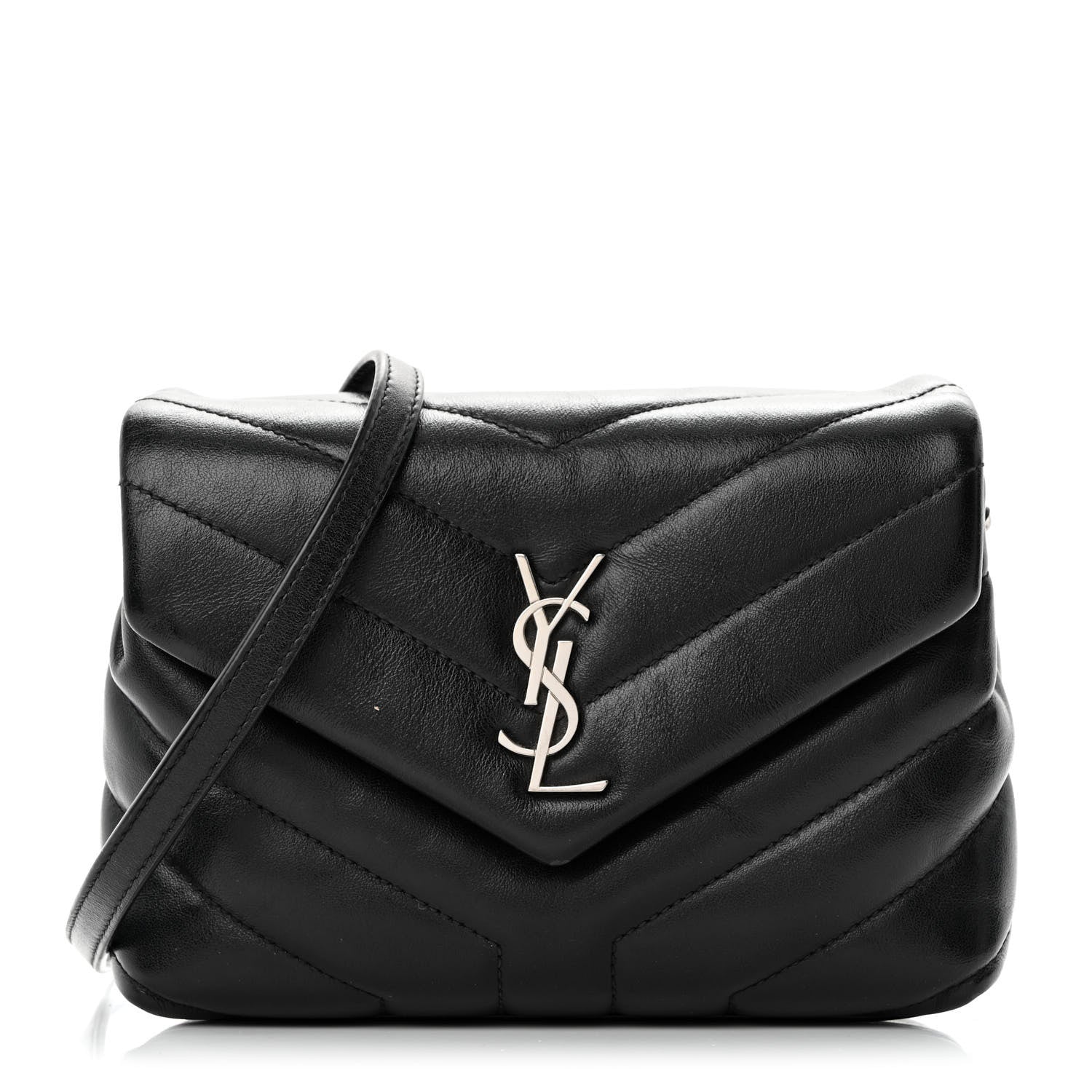 Saint Laurent Calfskin Y Quilted Monogram Toy Loulou Crossbody Bag Black 1 of 12