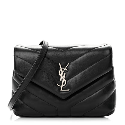Saint Laurent Calfskin Y Quilted Monogram Toy Loulou Crossbody Bag Black 1 of 12