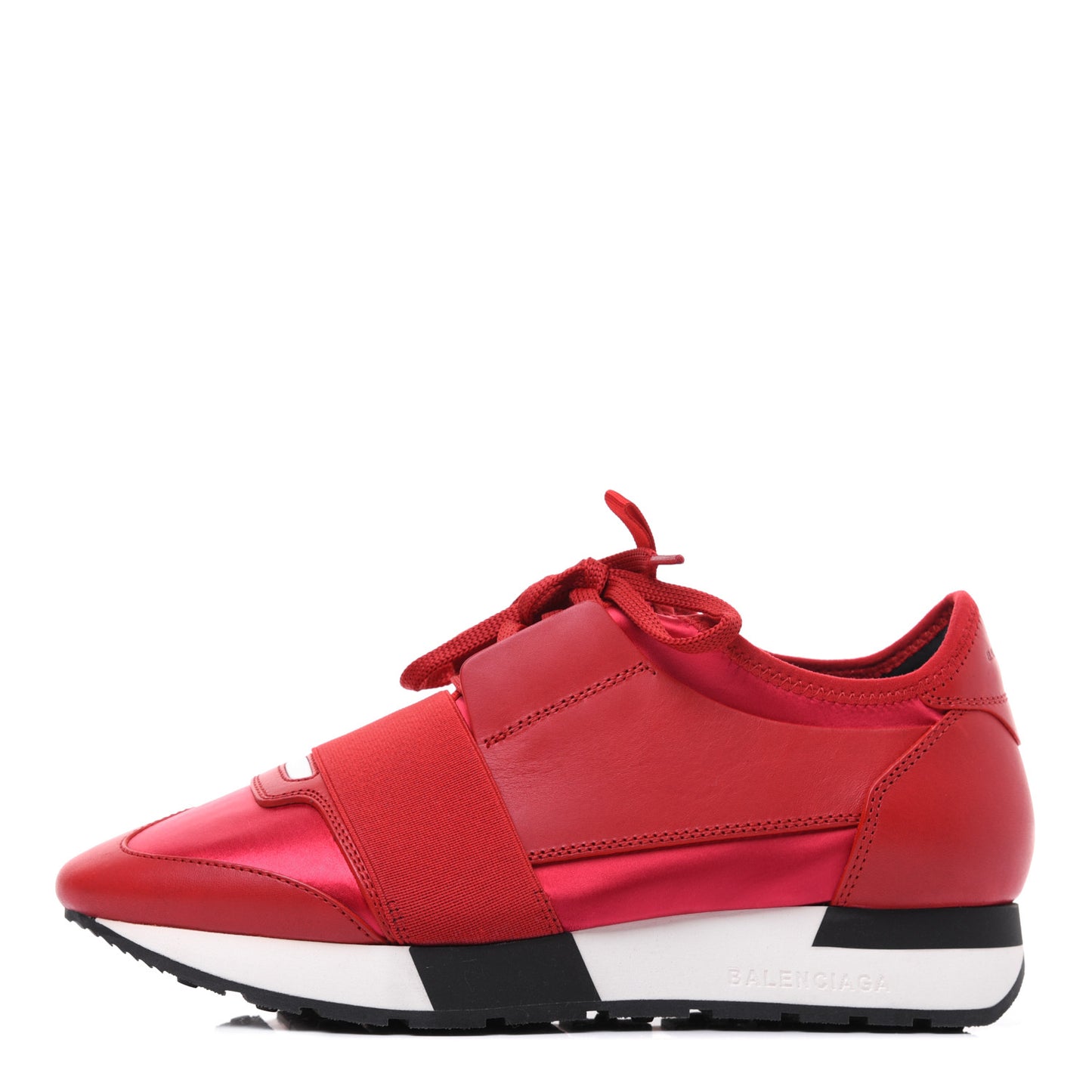 Satin Calfskin Womens Race Runner Sneakers 37 Rouge Groseille