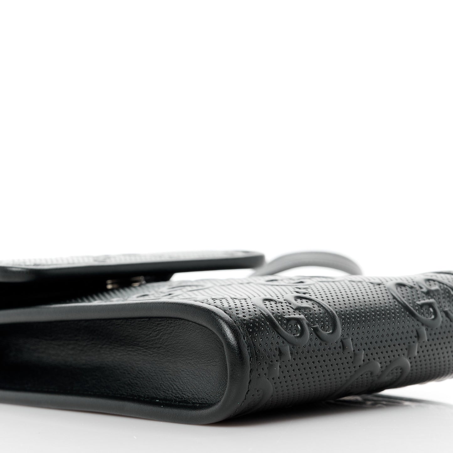 Calfskin GG Tennis Embossed Messenger Bag Black