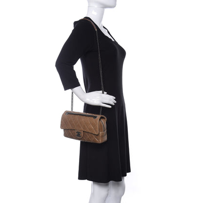 Chanel Glazed Calfskin Quilted Medium Duo Color Flap Brown 2 of 9