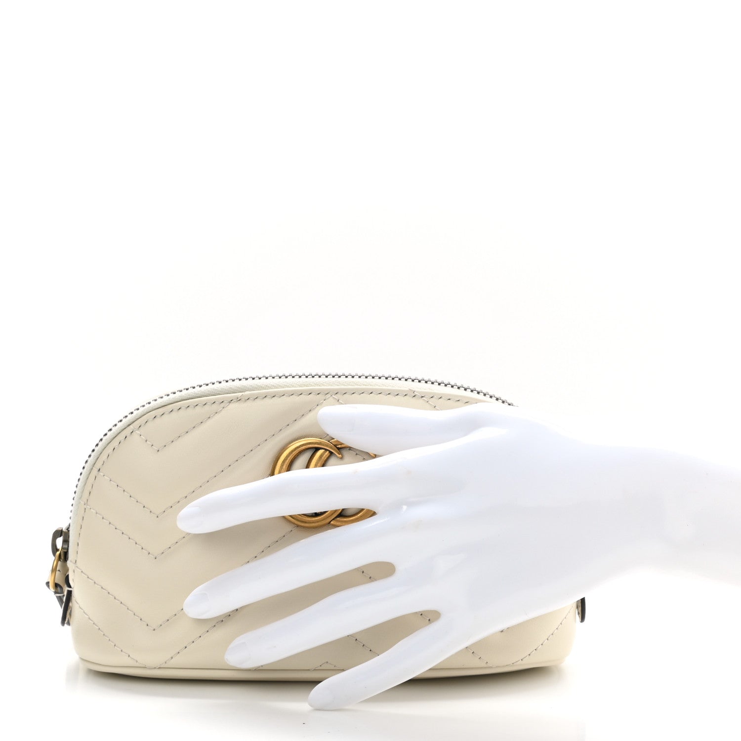 Gucci Calfskin Matelasse GG Marmont Pouch Cosmetic Case White 3 of 8