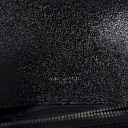 Saint Laurent Sheepskin Matelasse Chevron Monogram Medium College Bag Black 8 of 11