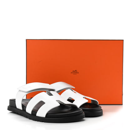 Hermes Calfskin Womens Chypre Sandals 38 White 9 of 9