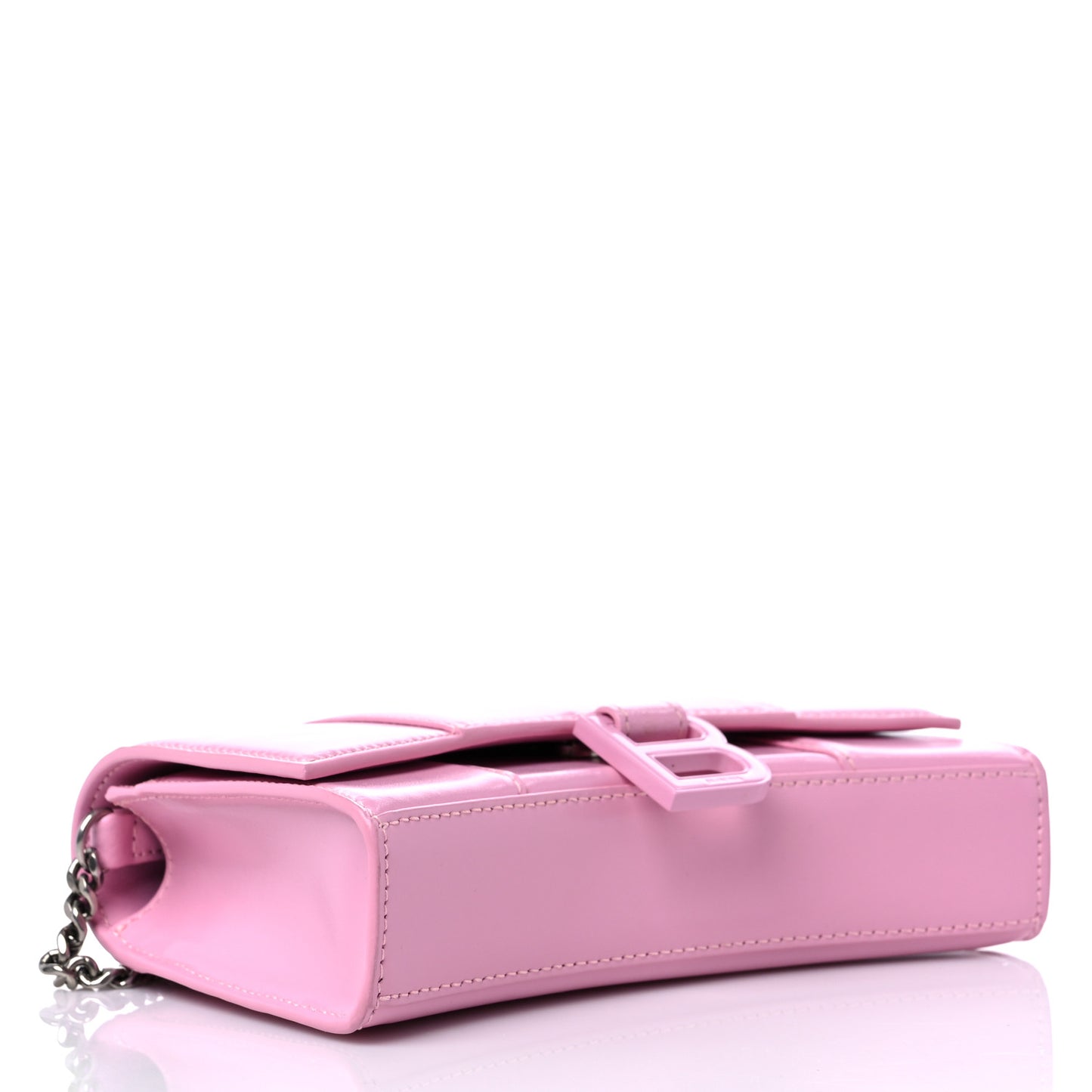 Shiny Box Calfskin Tonal B Hourglass Chain Bag Candy Pink