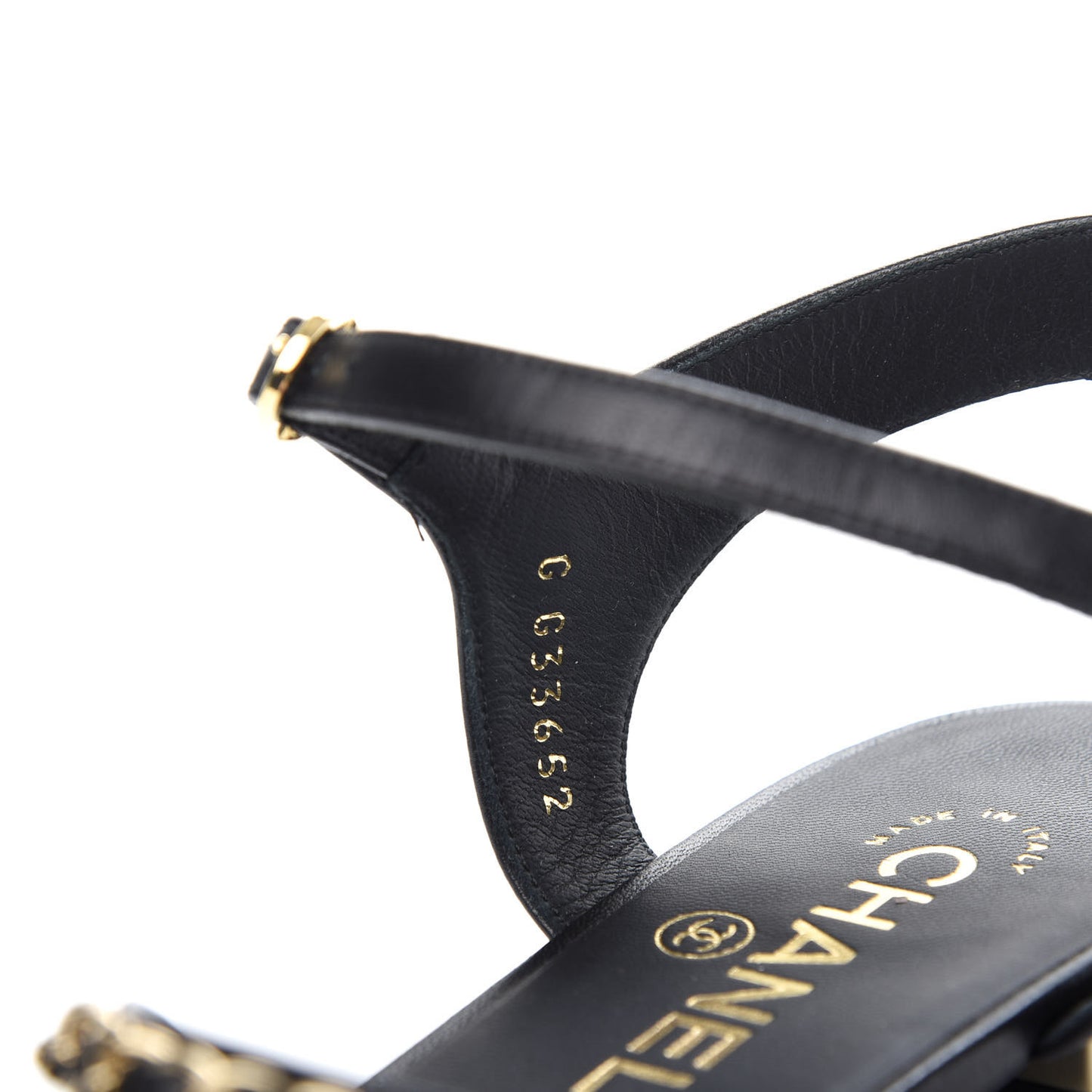 Lambskin CC Chain Sandals 37.5 Black