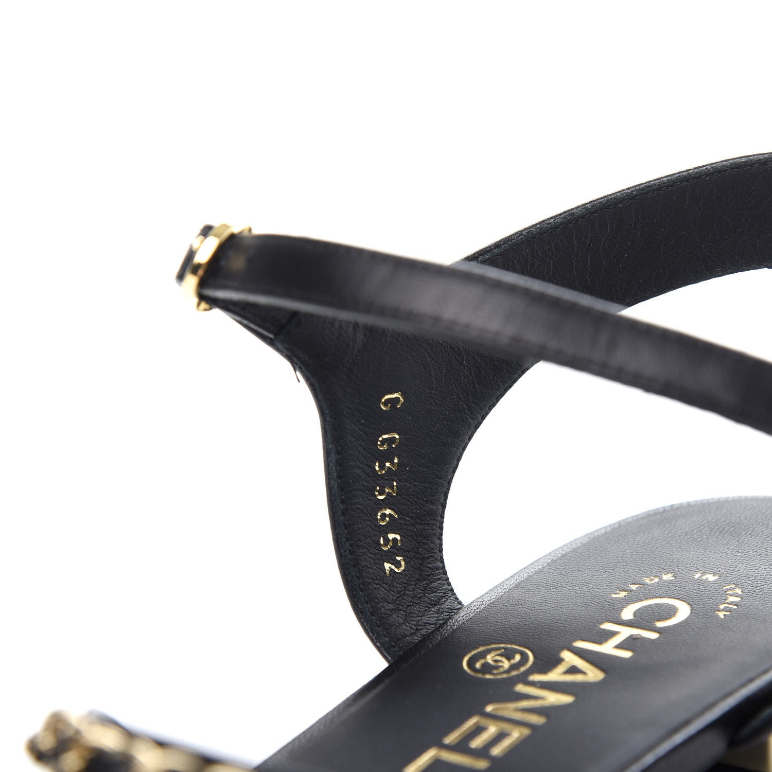 Chanel Lambskin CC Chain Sandals 37.5 Black 10 of 11