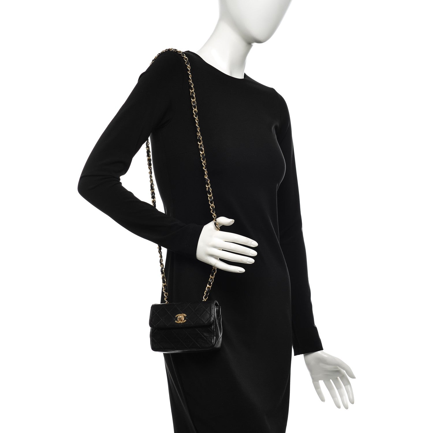 Chanel Lambskin Quilted Mini Flap Black 2 of 7