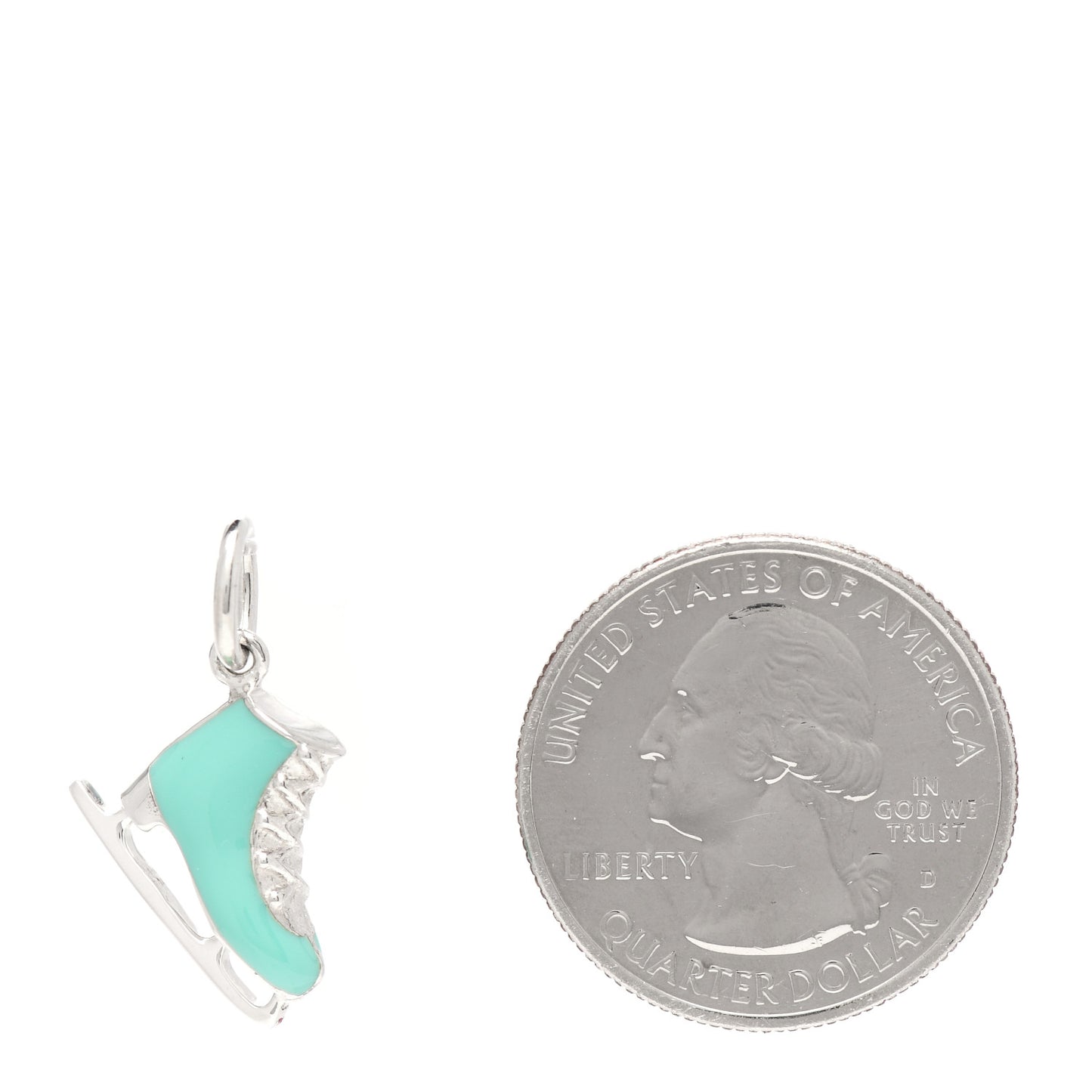 Sterling Silver Enamel Ice Skate Charm Blue