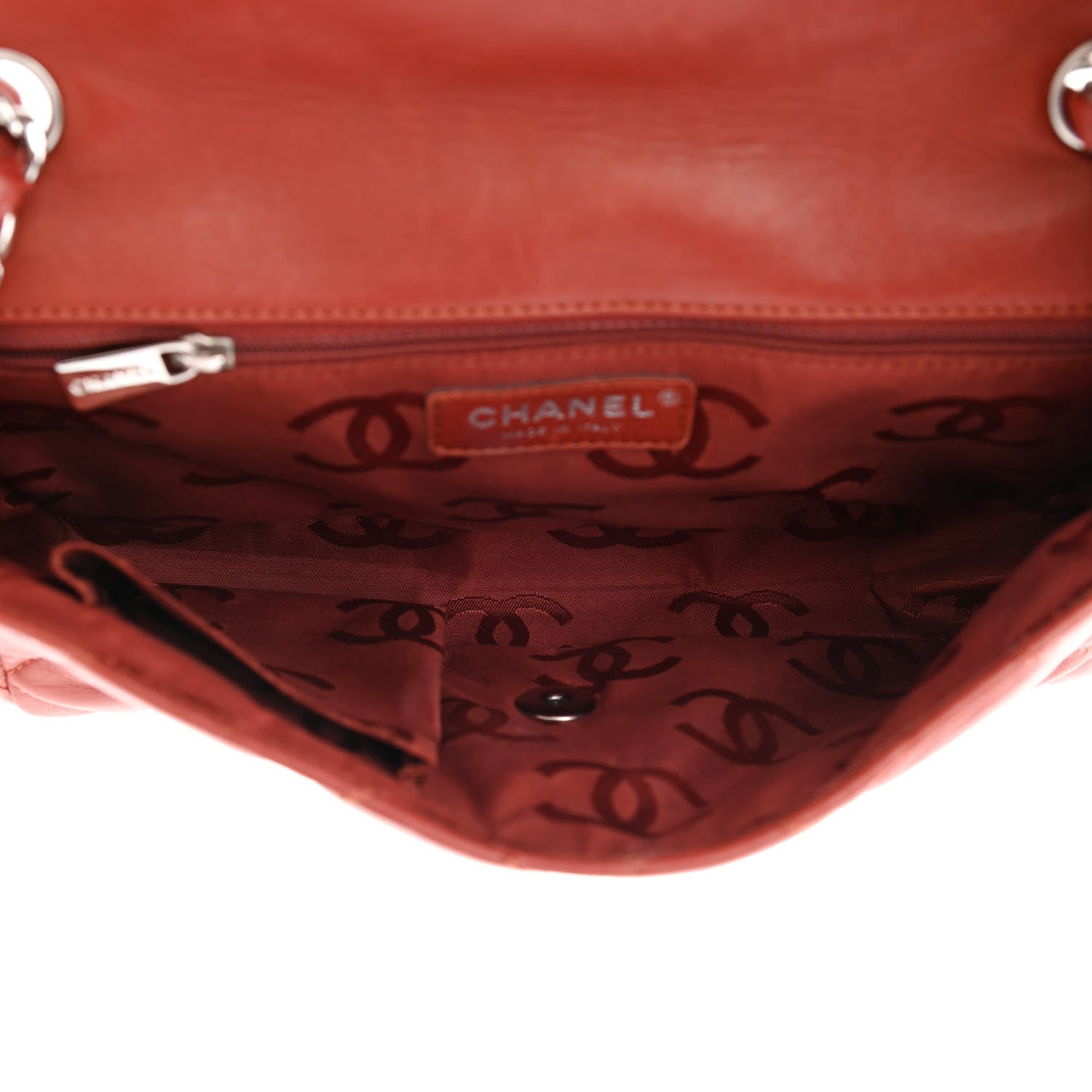 Chanel Lambskin Studded Medium Flap Orange 5 of 11