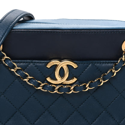 Chanel Lambskin Quilted Small In & Out Camera Case Navy Light Blue 8 of 10