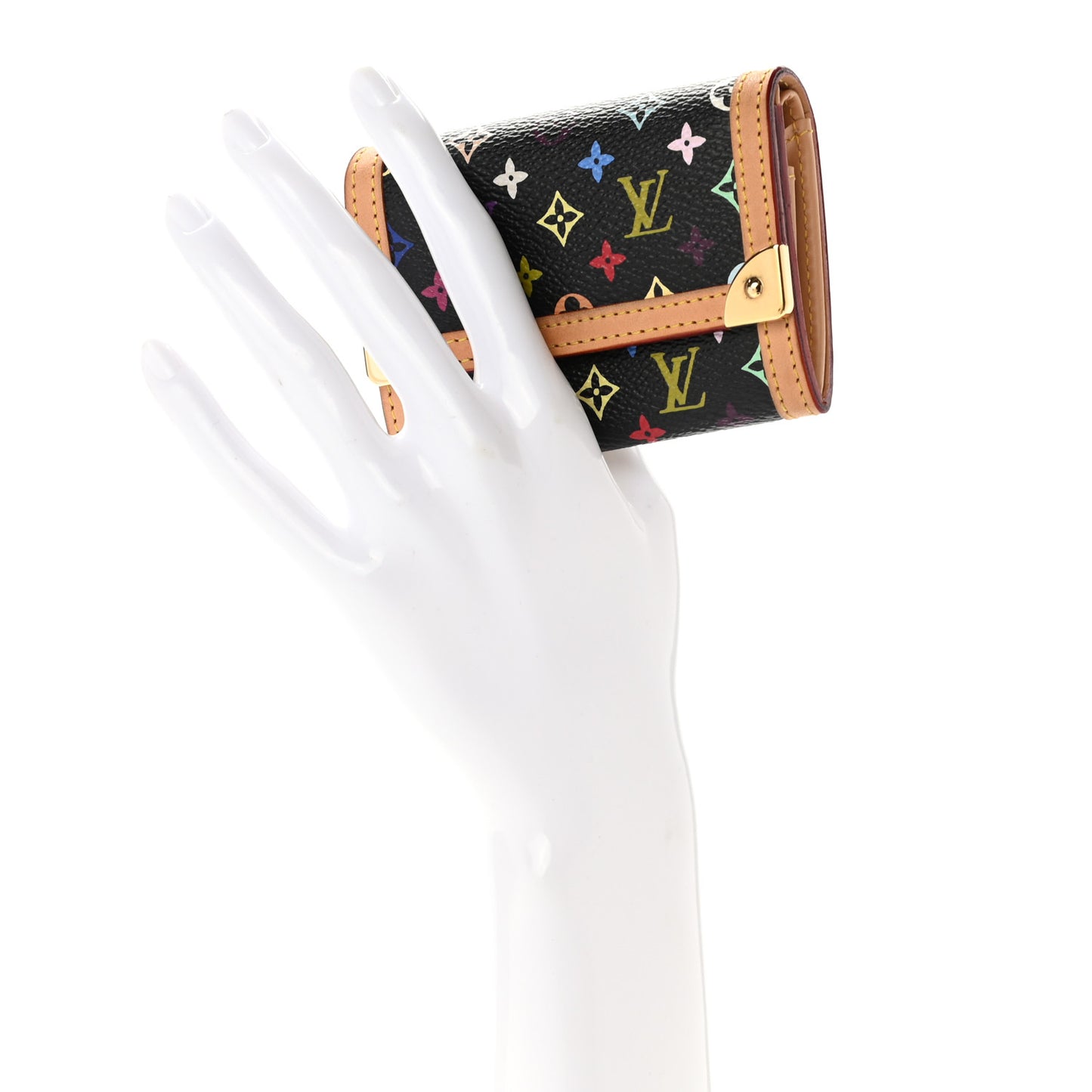 Monogram Multicolor Porte-Monnaie Plat Coin Purse Black