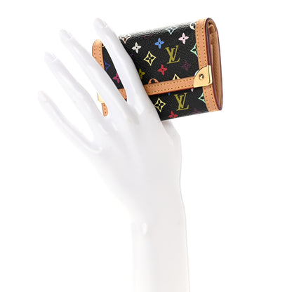 Louis Vuitton Monogram Multicolor Porte-Monnaie Plat Coin Purse Black 2 of 8