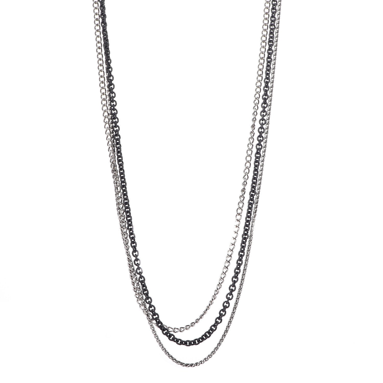 David Yurman Darkened Sterling Silver Chain Three Strand Necklace 1 of 5