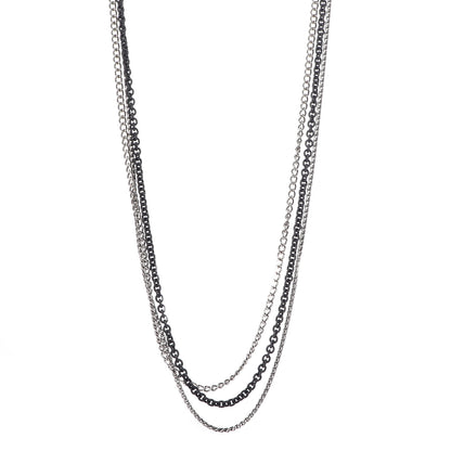 David Yurman Darkened Sterling Silver Chain Three Strand Necklace 1 of 5