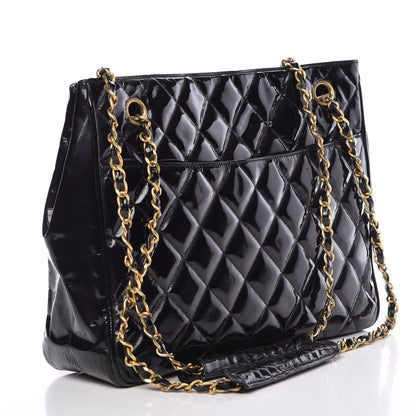 Chanel Patent Quilted Shopping Tote Black 3 of 15