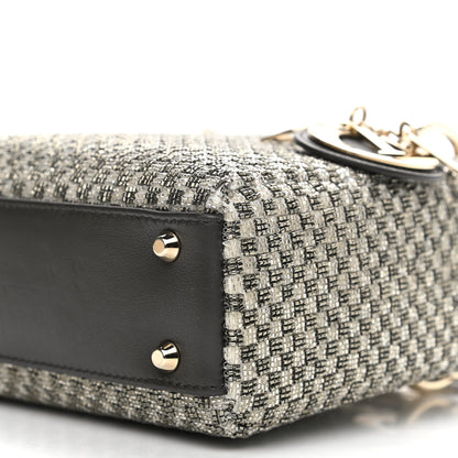 Christian Dior Calfskin Beaded Checkered Mini Lady Dior Grey White 9 of 9