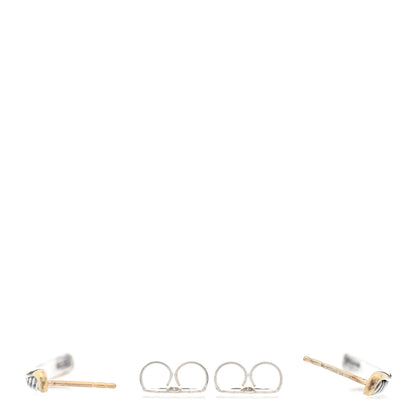David Yurman Sterling Silver 18K Yellow Gold  Crossover Line Bar Earrings 3 of 4