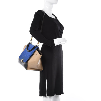 Celine Smooth Calfskin Suede Medium Tri-Color Trapeze Royal Blue 2 of 16