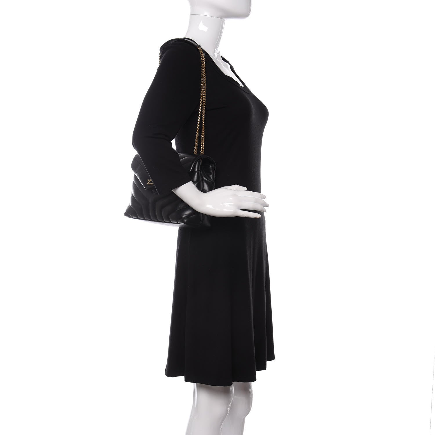 Saint Laurent Calfskin Y Quilted Monogram Small Loulou Chain Satchel Black 2 of 11