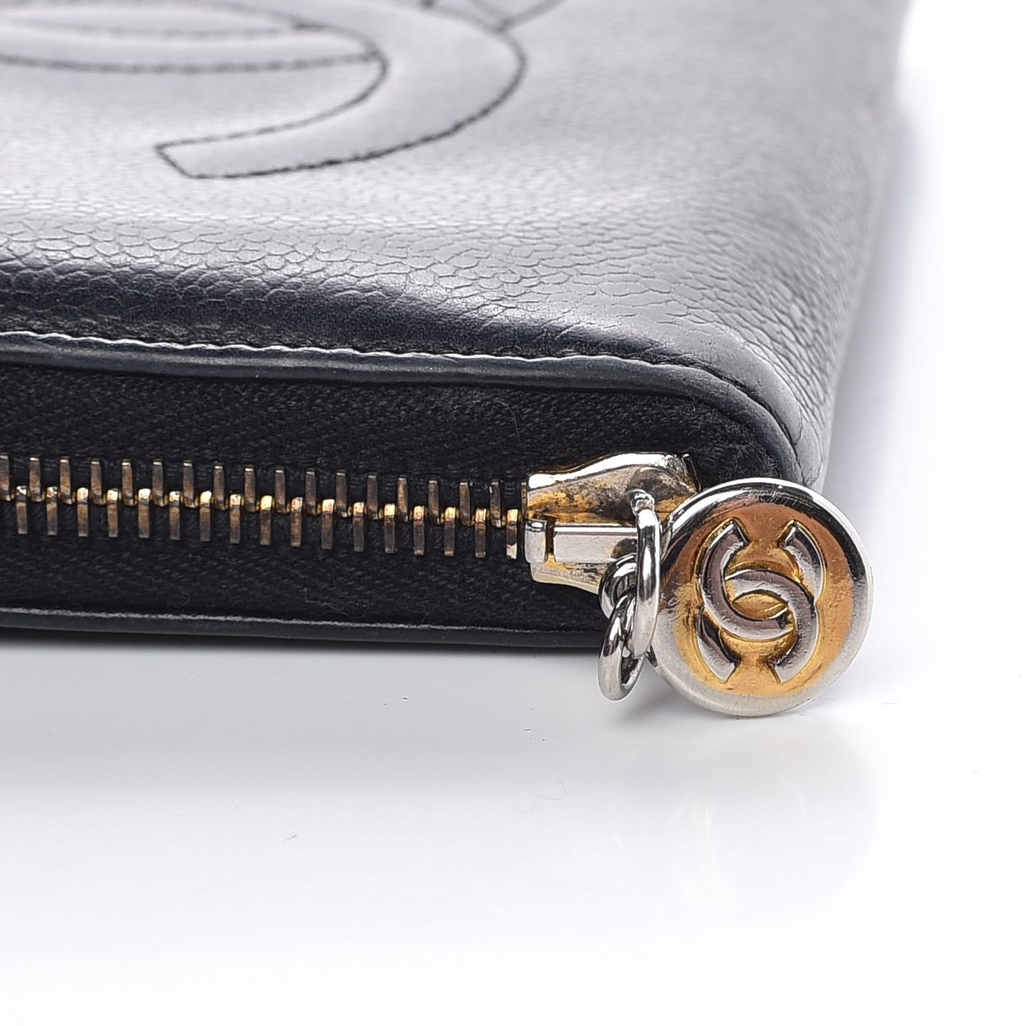 Caviar CC Timeless Large Zip Around Wallet Black