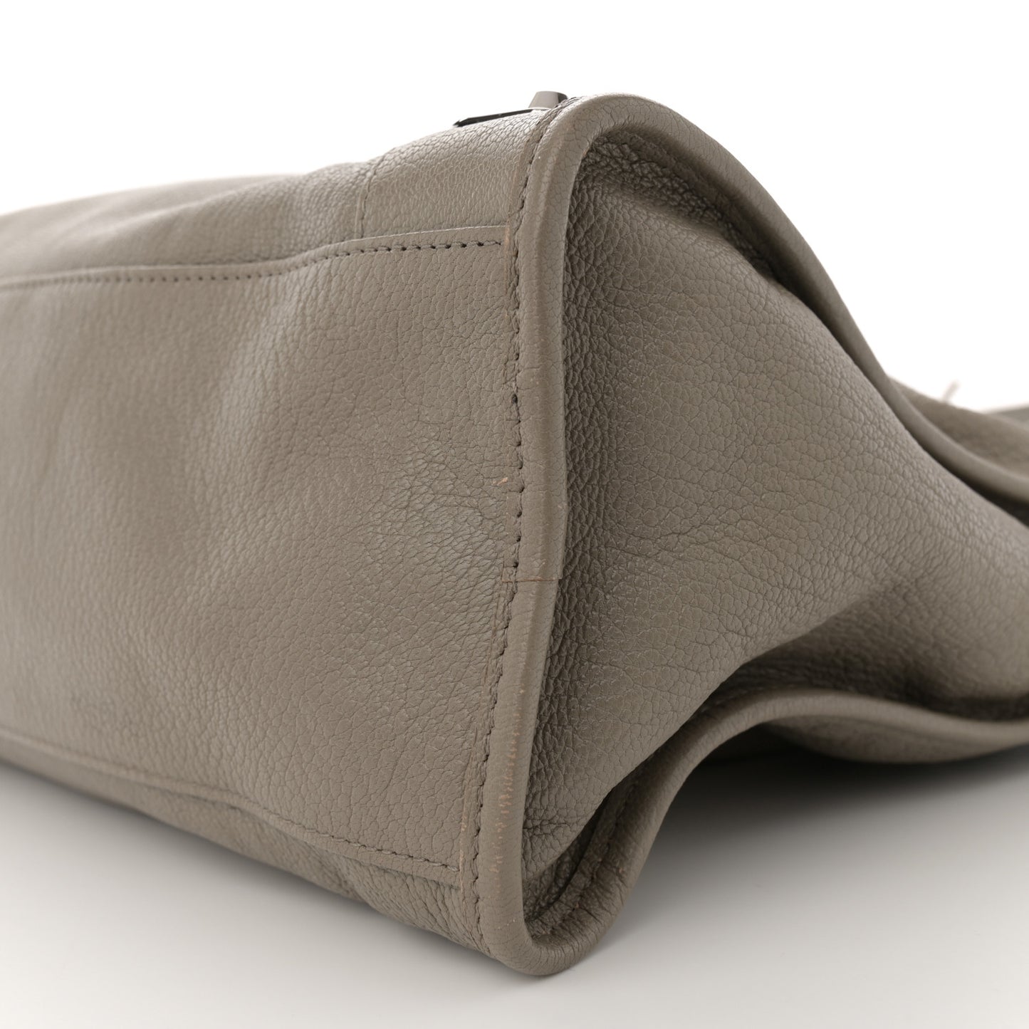 Chevre Silver Metallic Edge Hardware City Gris Taupe