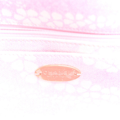 Chanel Printed Denim Quilted Maxi Single Flap Bag Pink White 6 of 10