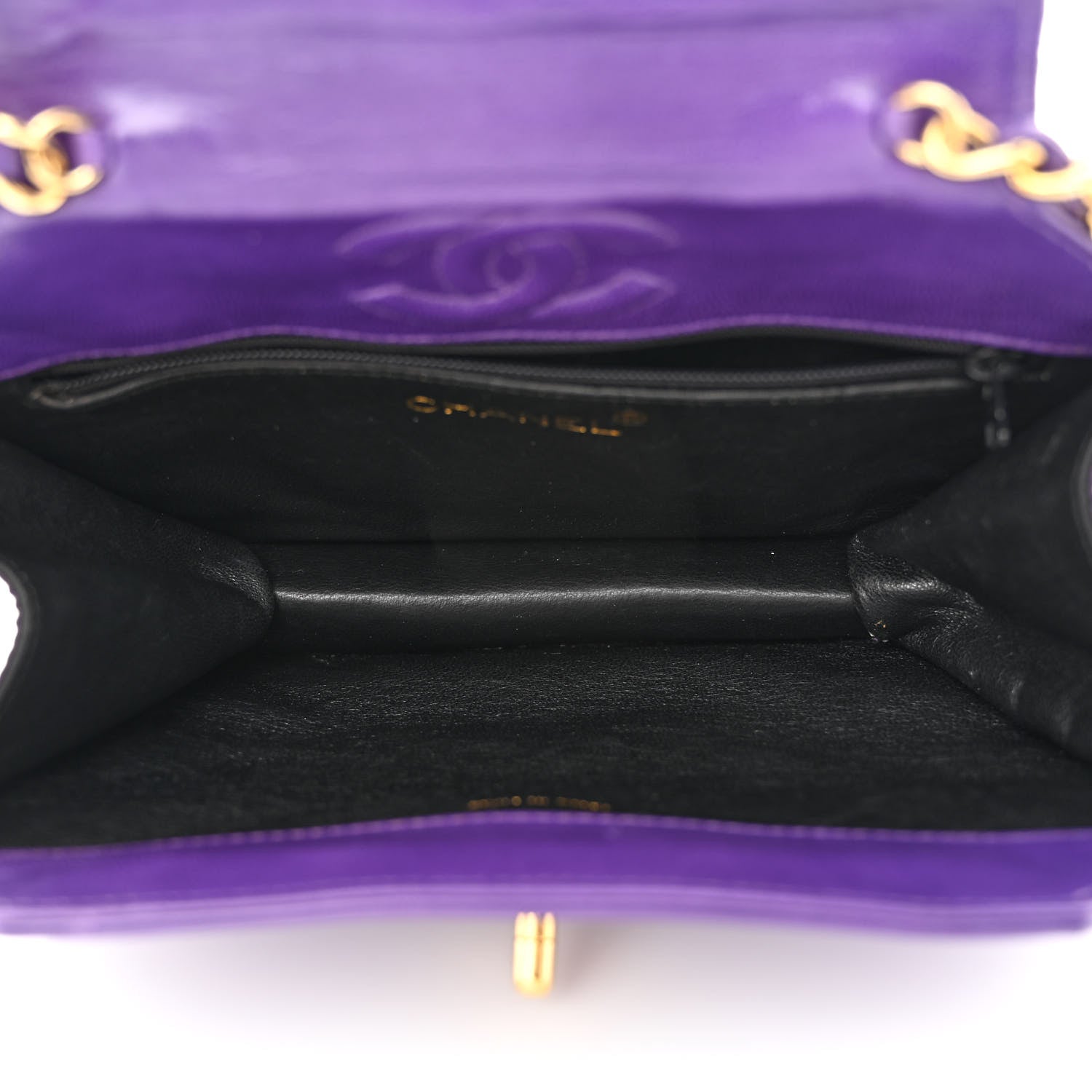 Chanel Satin Quilted Flap Shoulder Bag Purple 5 of 12