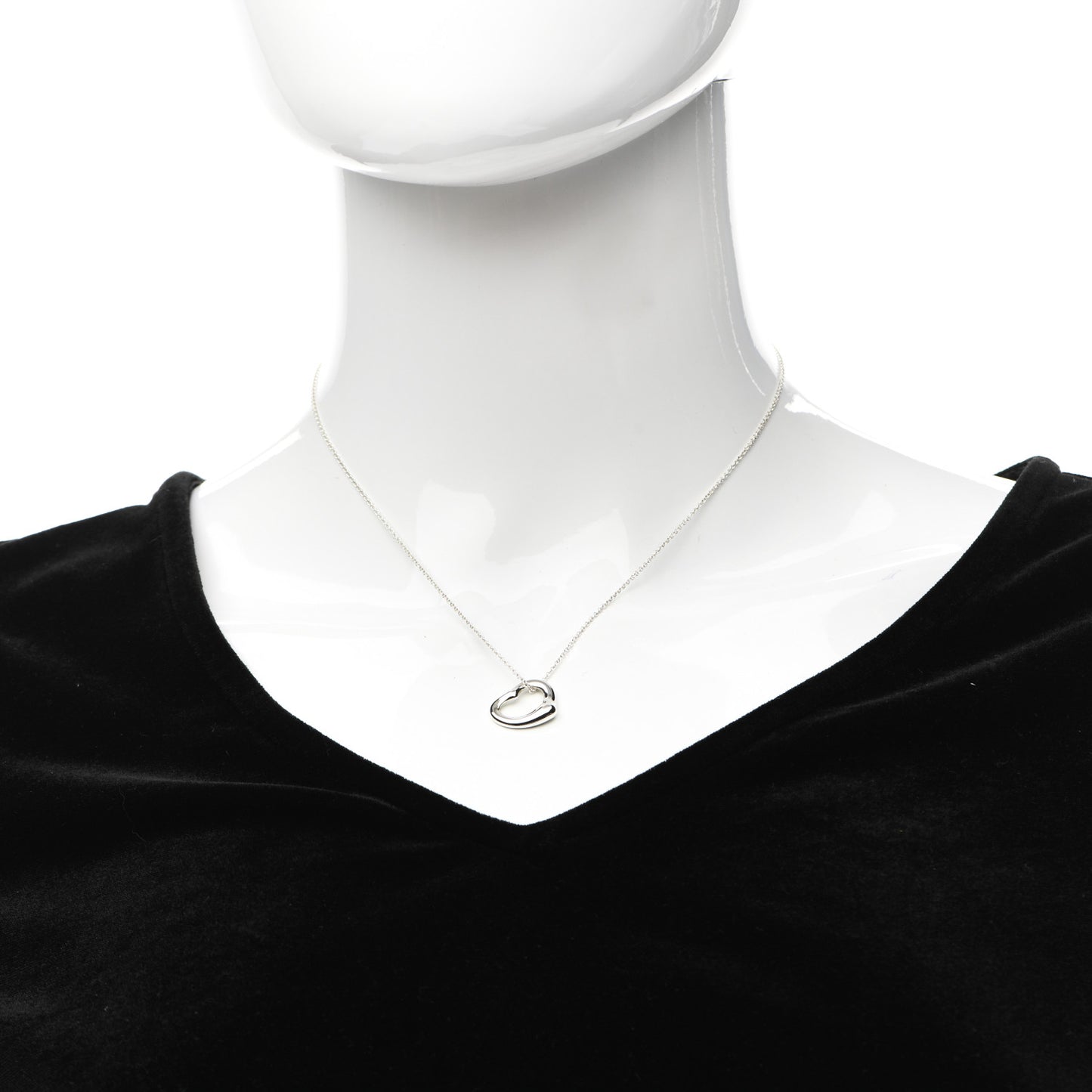 Sterling Silver 16mm Elsa Peretti Open Heart Pendant Necklace