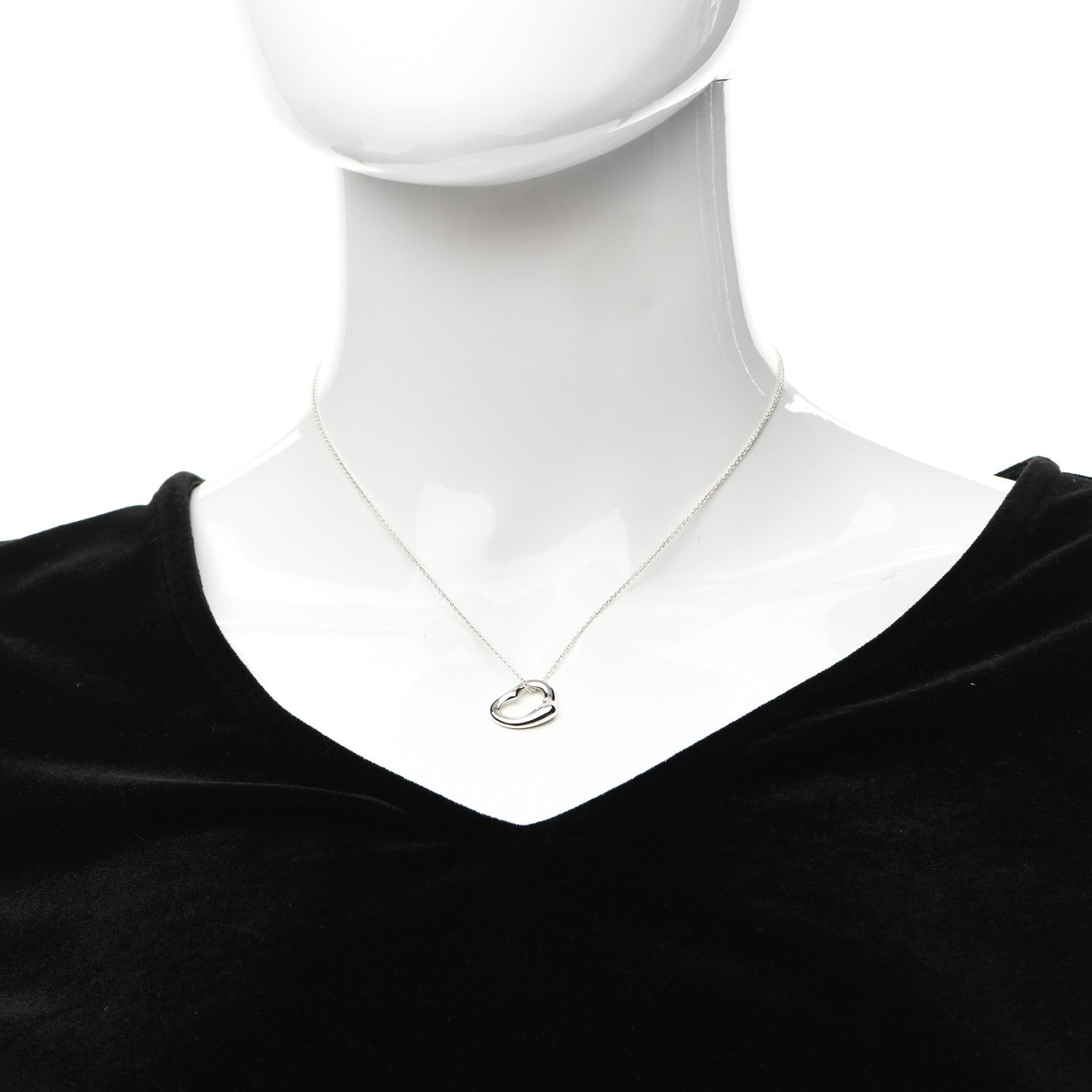 Tiffany Sterling Silver 16mm Elsa Peretti Open Heart Pendant Necklace 2 of 4