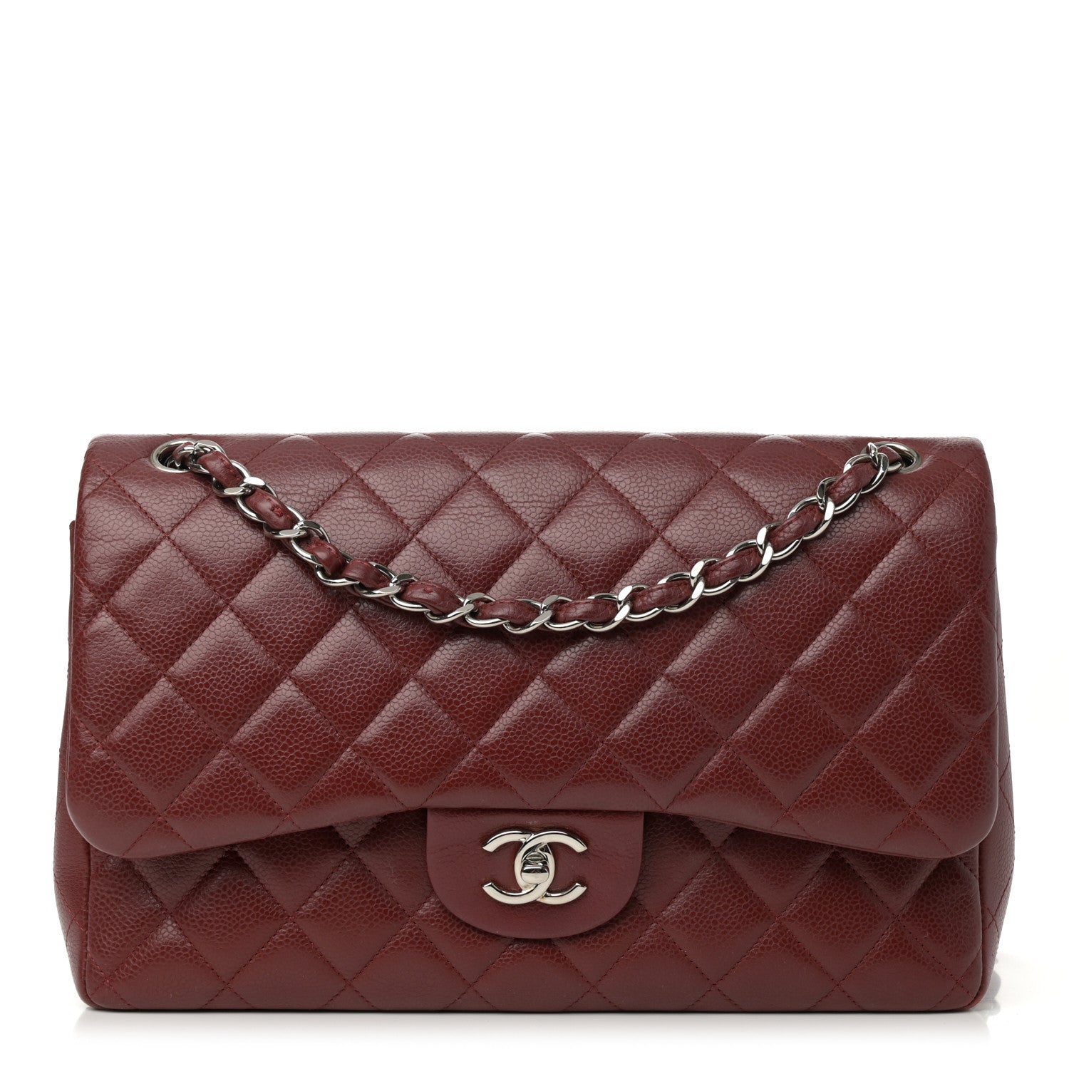 Chanel Caviar Quilted Jumbo Double Flap Dark Red 1 of 16