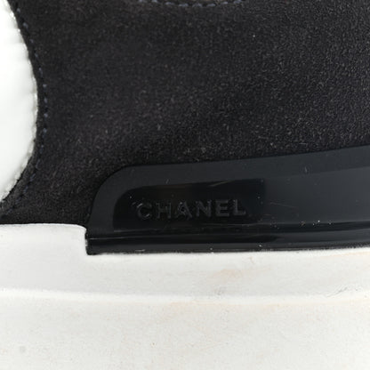Chanel Nylon Suede Calfskin CC Sneakers 36 White Dark Grey 6 of 12