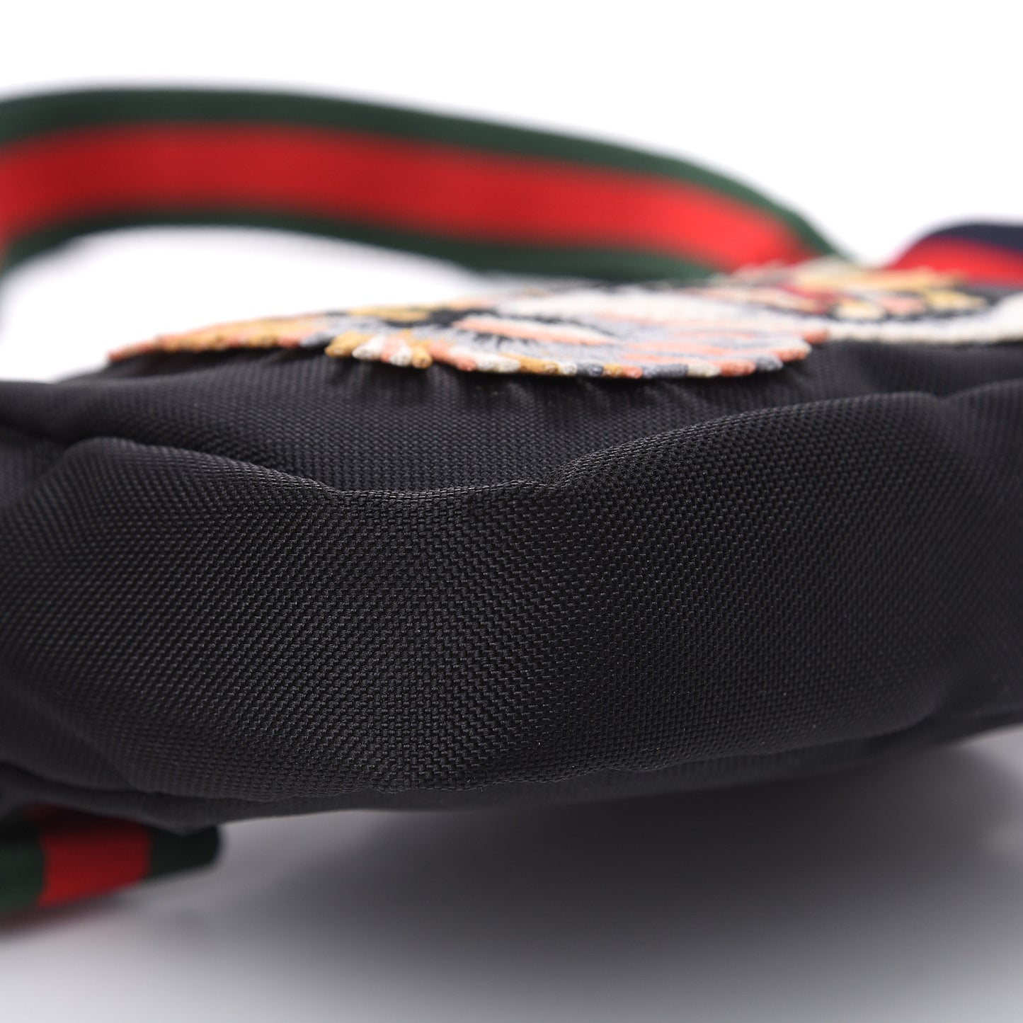 Canvas Web Tiger Embroidered Messenger Bag Black