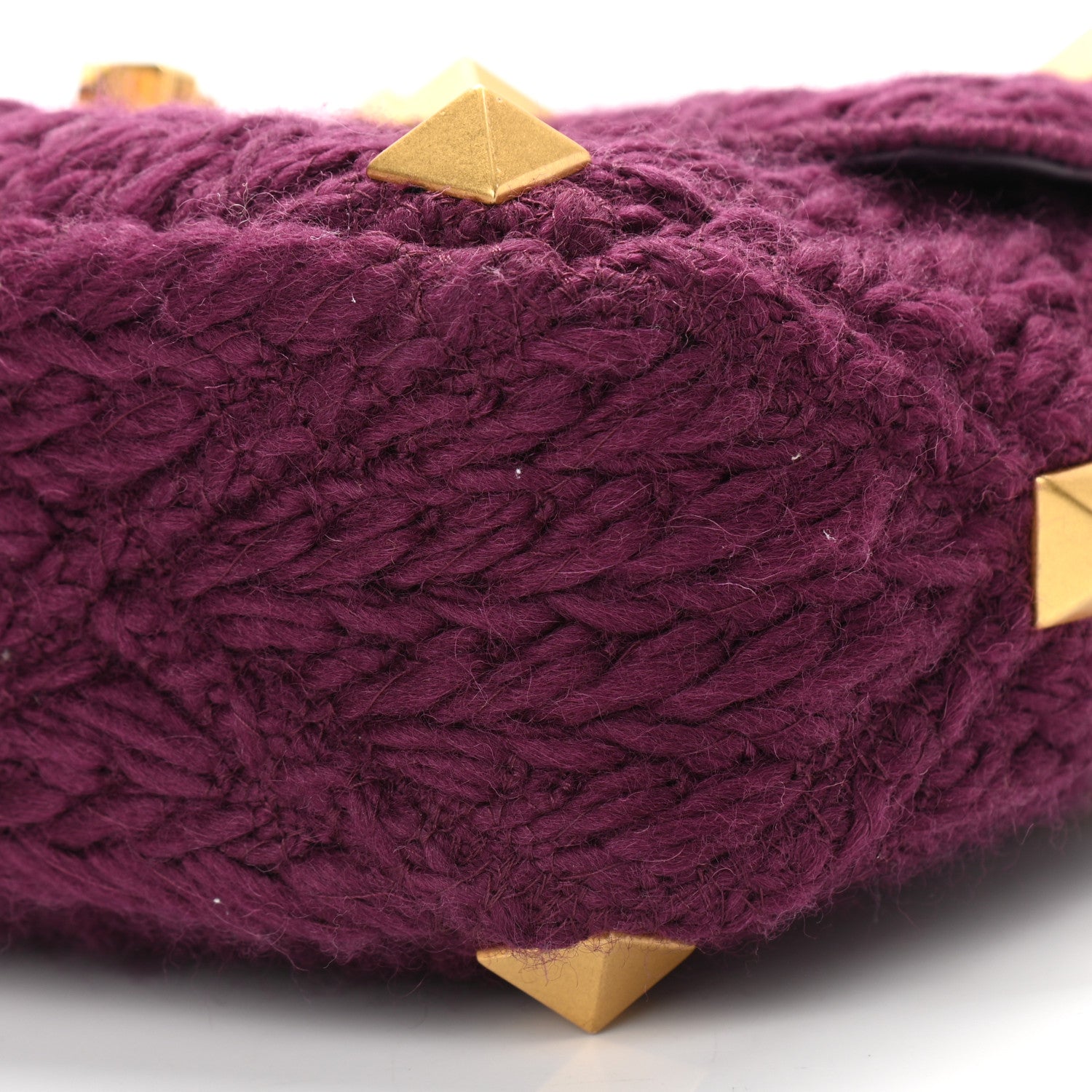 Valentino Garavani Cashmere Large Roman Stud Shoulder Bag Ripe Plum 8 of 9