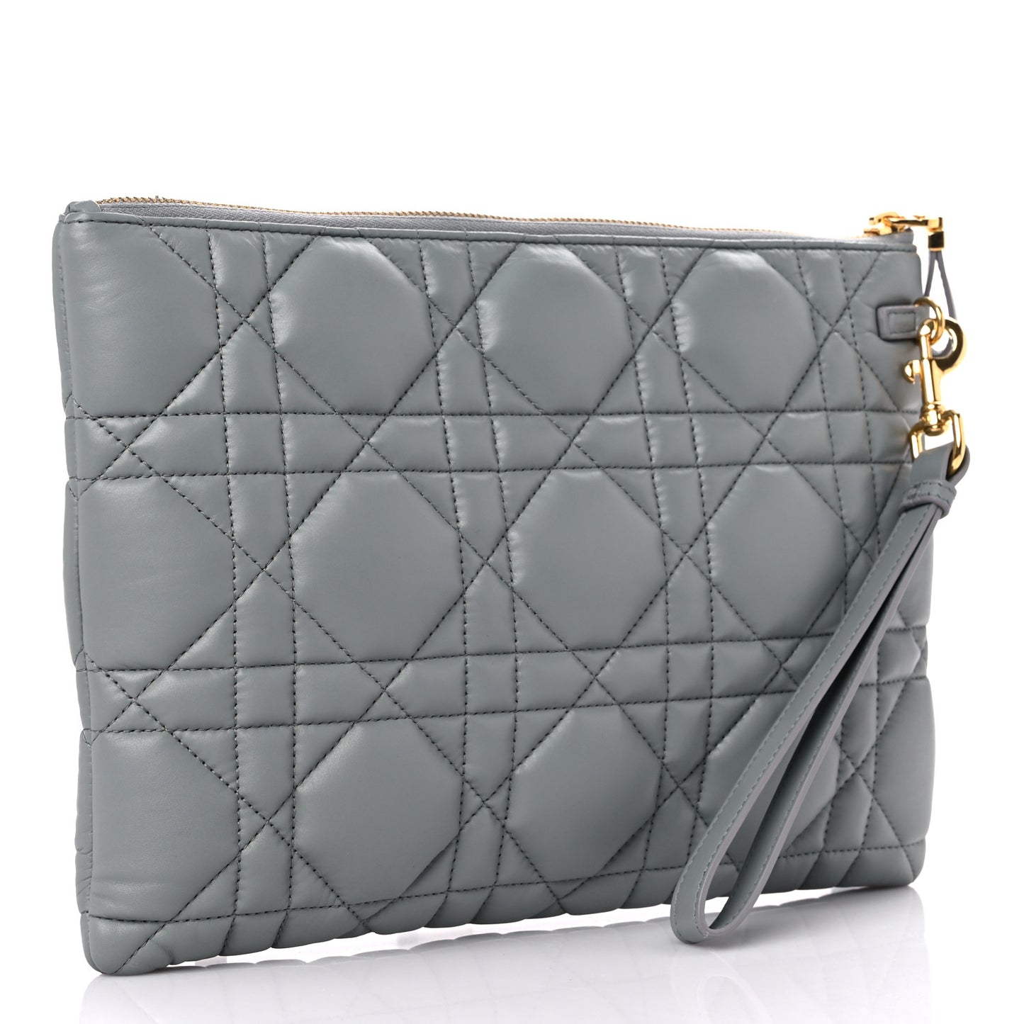 Calfskin Macrocannage Large Caro Daily Pouch Grey