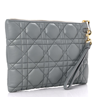 Christian Dior Calfskin Macrocannage Large Caro Daily Pouch Grey 3 of 10