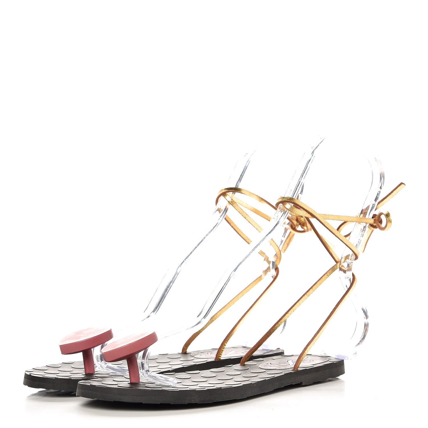Saint Laurent Rubber Biarritz Heart Sandals 38 Pink Gold 3 of 8